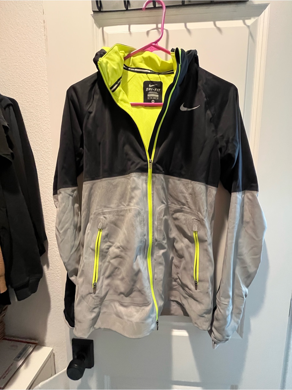 Nike Black & Neon Yellow Dri-Fit Zip-Up Jacket